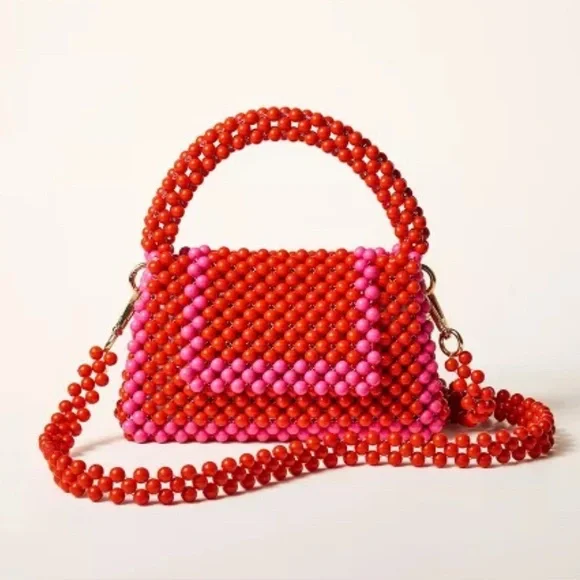 Kate Spade x Target Red/Pink Colorblock Beaded Crossbody Bag NWT - Picture 1 of 5